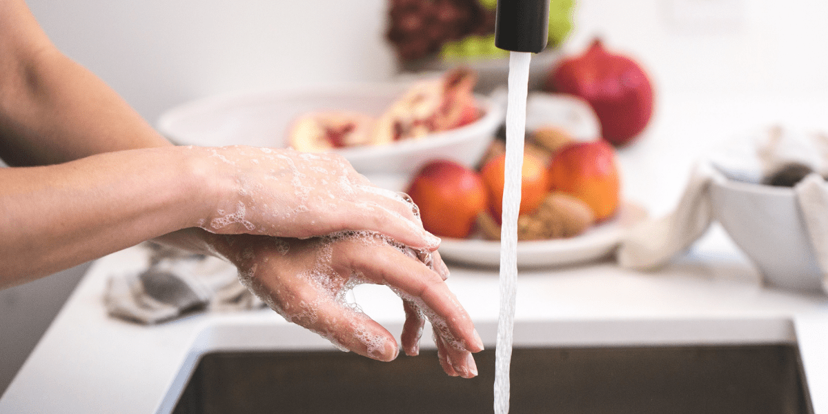 woman washing hands