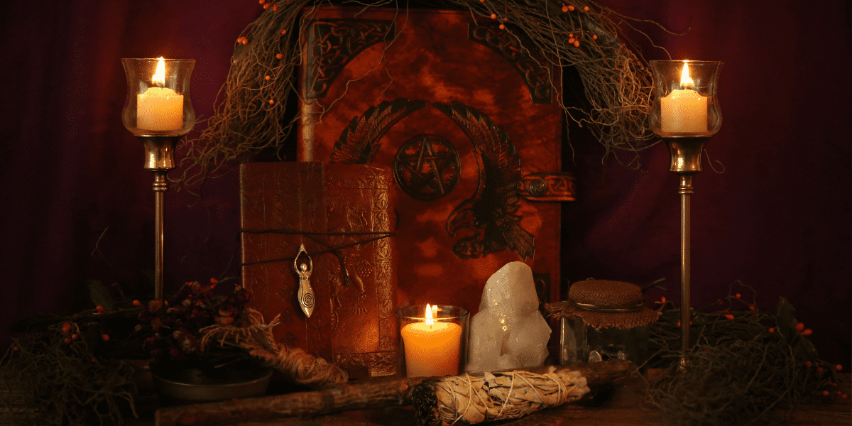 Candle Lit Wiccan Altar