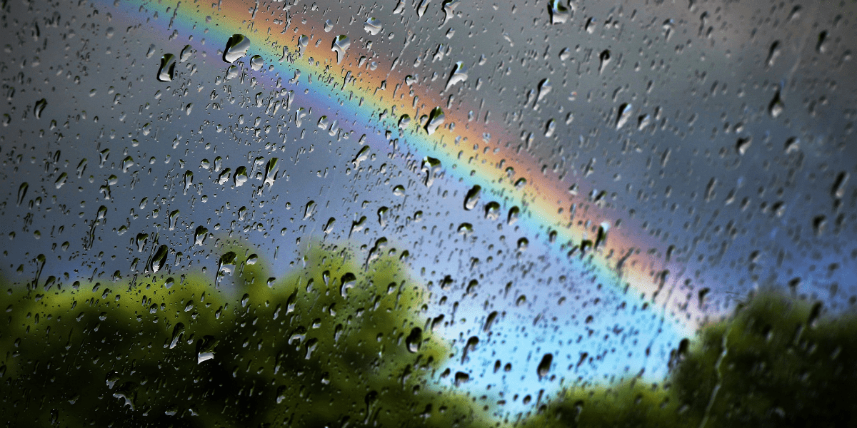 raining window rainbow