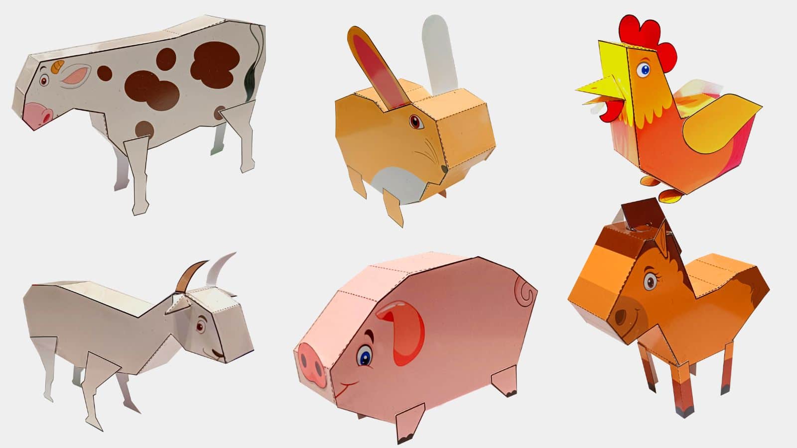 FREE 3D Farm Animals Printable Craft