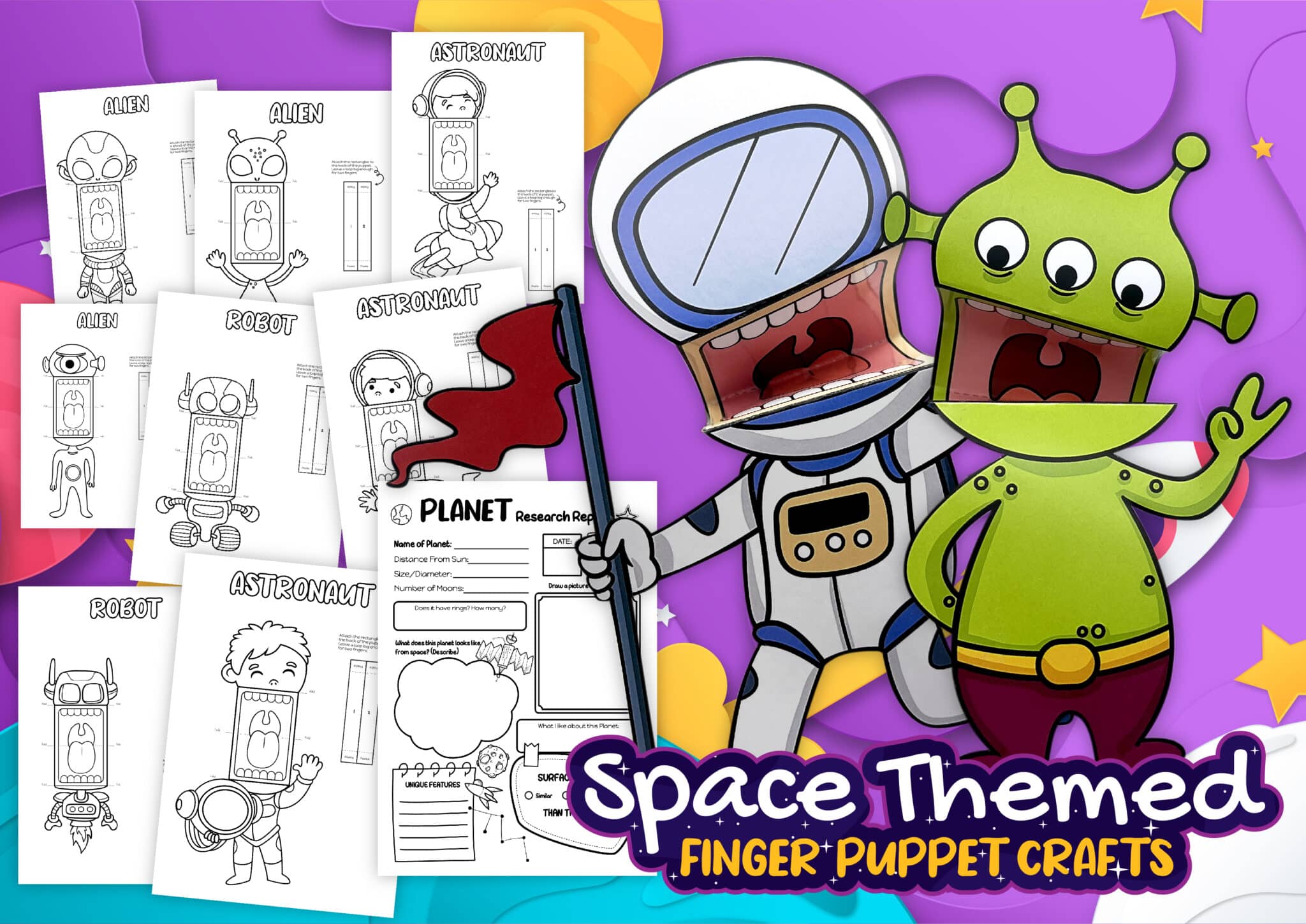 Space Themed Finger Puppets – Free Printable