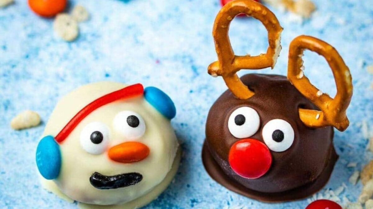 Peanut Butter Ball Snowman and Reindeer