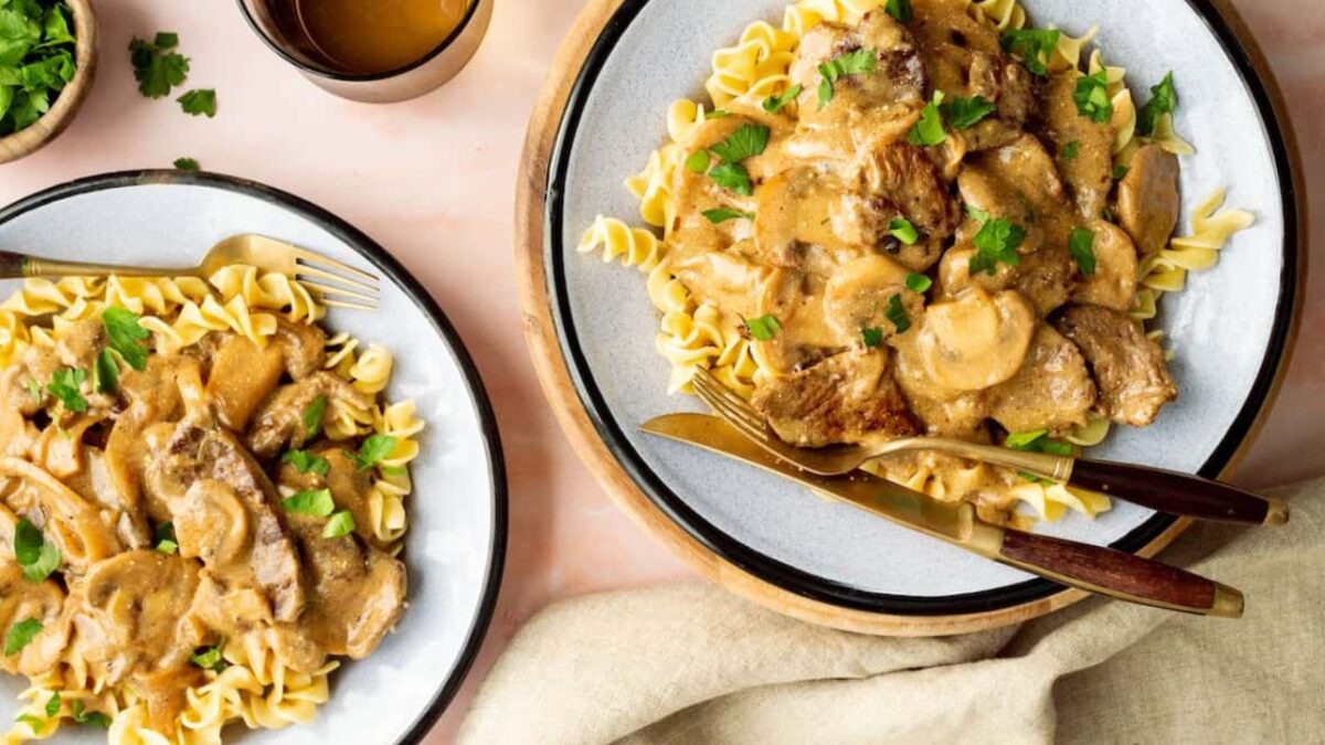 The Best Steak Stroganoff with Buttered Noodles