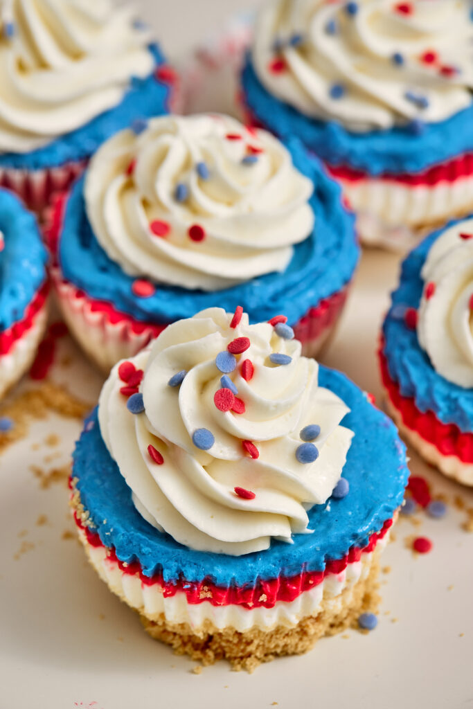 No-Bake 4th of July Mini Cheesecakes