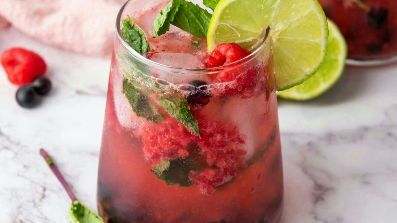 Blueberry Raspberry Mint Mocktail