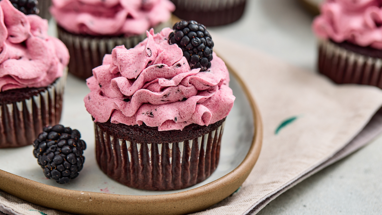 Chocolate Blackberry Cupcakes with Fresh Berry Buttercream