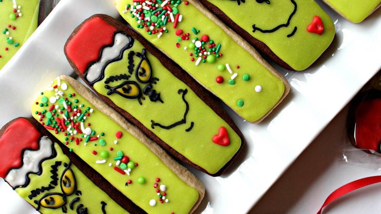 Decorated Grinch Cookies