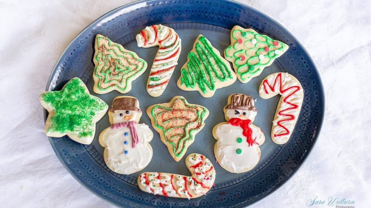 Sour Cream Christmas Sugar Cookies with Cream Cheese Frosting