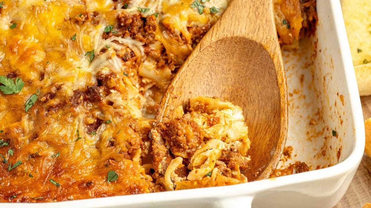 Italian Noodle Casserole with Ground Beef