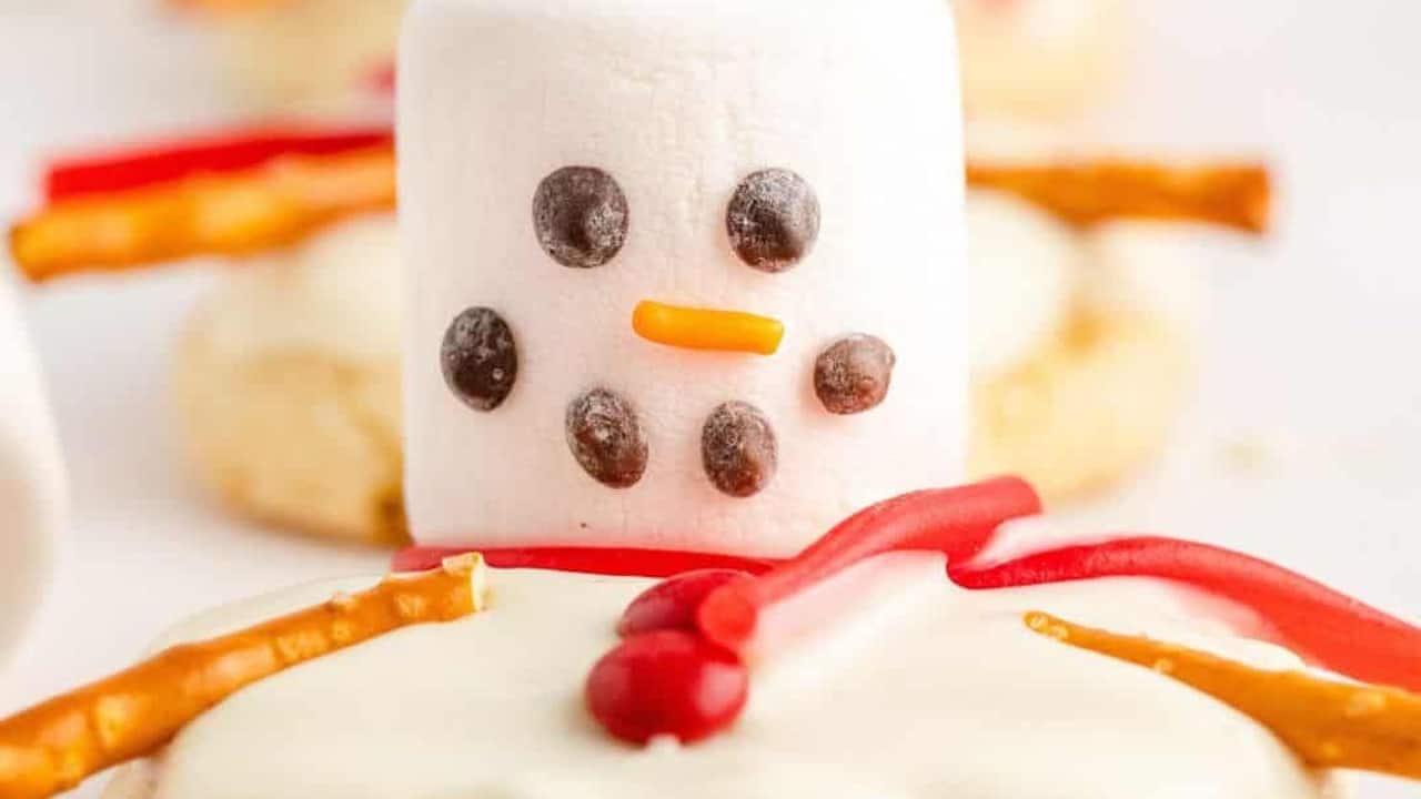 Melted Snowman Cake Mix Cookies